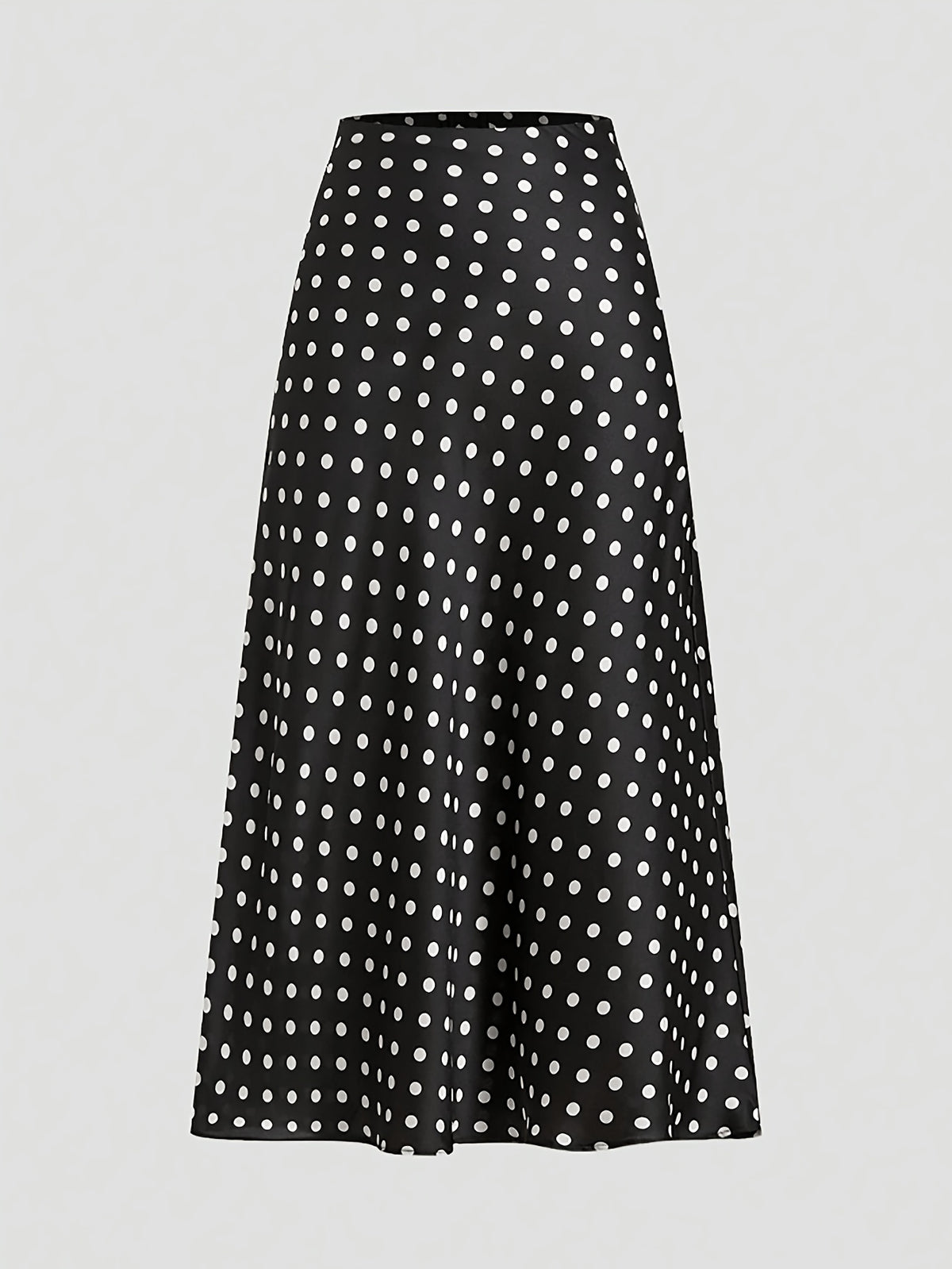 Women'S Vintage Polka Dot Satin Skirt - Black