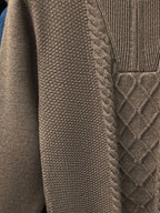 Men'S Thickened Semi-Open Zipper Stand Collar Knit Sweater, Ribbed Cuffs And Hem, Autumn/Winter Style, Single Wear And Layering, Light Mature Business Casual Style - Coffee Color