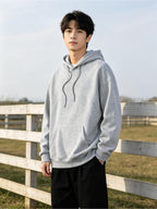 5pcs Men'S Fashion Hoodies, 3 White And 2 Gray, Multiple Sizes, Polyester Fabric, Casual Comfortable Design, Front Pockets, Drawstrings, Versatile for Daily Wear - 3 White + 2 Gray