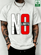 NO LIMITS Personalized Letter Print Unisex Short Sleeve, Made of 210G High-Quality Pure Fabric, Soft And Skin-Friendly Breathable, Dyes Keep Colors Fresh for a Long Time. Classic Trendy Brand Style Design Combined with Distressed Worn-Out Print - Light Grey