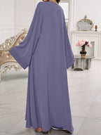 A New Style of Muslim Dress, a Batwing Abaya That Is Classic And Versatile, Suitable for Women'S Daily Wear And Prayer. It Is Loose And Comfortable, Featuring Convenient Ties for Easy Wear During Outings. This Abaya Is Perfect for Prayer And Comes W - Dark Gray