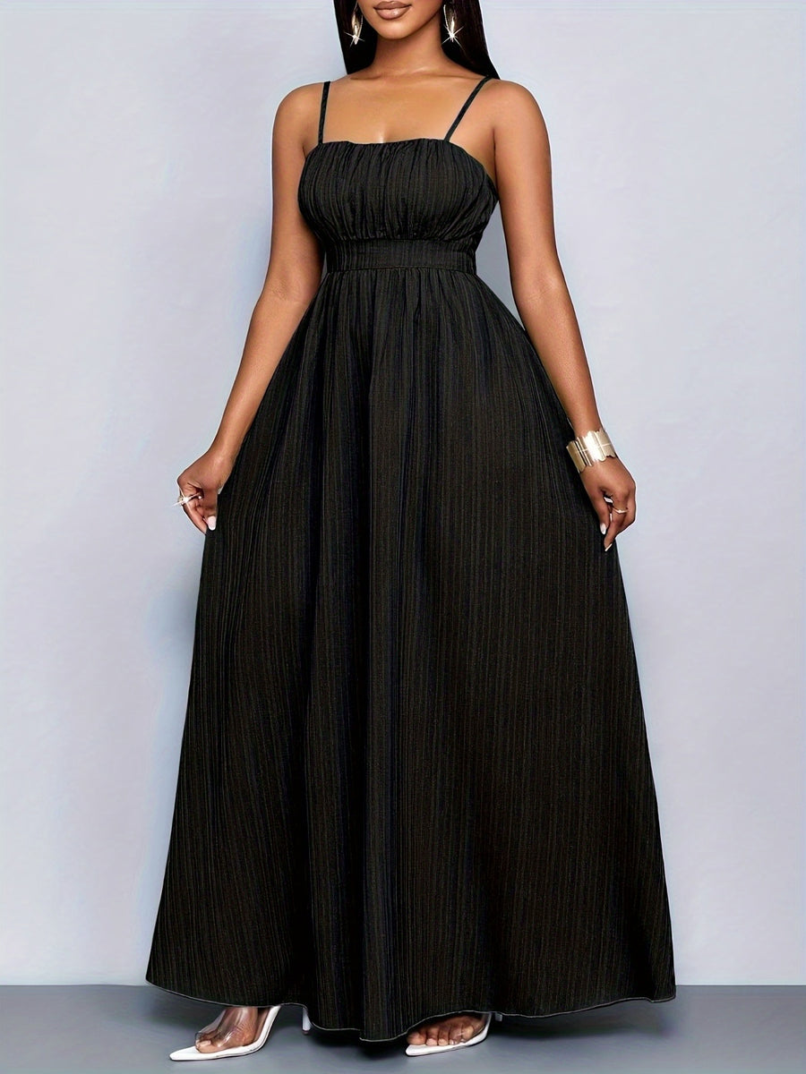 Women's Boho Summer Beach Backless Vacation Maxi DressFlowing Elegant Gown Tropical Dresses for WomenSuitable for Vacation - Black