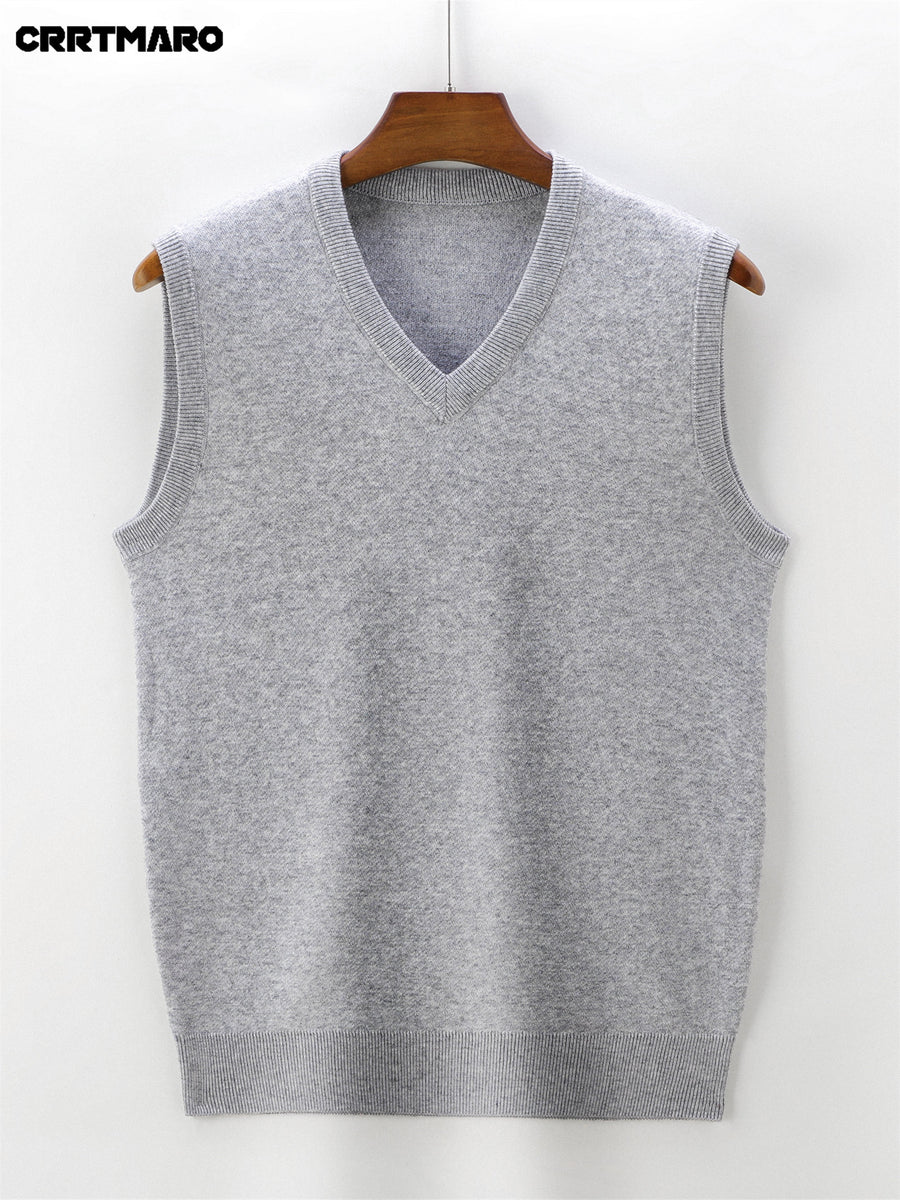 Men's Thick Sweater Vest, Warm Casual Layering Top for Fall and Winter - Light Grey