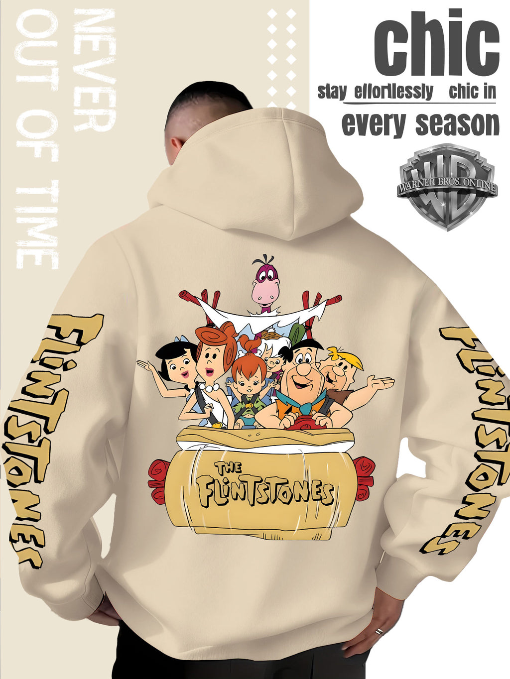 Men'S Hooded Sweatshirt, Cool American Retro Street Style, Classic Original Family Full Assembly Design, with Vintage Bold Font Decoration, Sleeve Theme Patterns, Machine Washable And Non-Deformable, Fall/Winter Skin-Friendly Warm Long Sleeve Top - Apricot