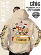 Men'S Hooded Sweatshirt, Cool American Retro Street Style, Classic Original Family Full Assembly Design, with Vintage Bold Font Decoration, Sleeve Theme Patterns, Machine Washable And Non-Deformable, Fall/Winter Skin-Friendly Warm Long Sleeve Top - Apricot