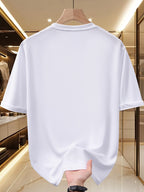 Men'S American Retro Letter Print New Arrival Comfortable Fashion Casual T-Shirt, Easy Care, Business Casual Style, Breathable, Comfortable, Ideal Top for Outdoor Sports - White
