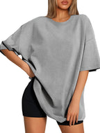 3pcs Women's Oversized T-Shirt 3pcs Set - Loose-Fit Round Neck Short Sleeve Blouses, Solid Color Basic, Machine Washable - Layering Shirts Suitable for Casual Casual Attire & Wardrobe - Mixed colors