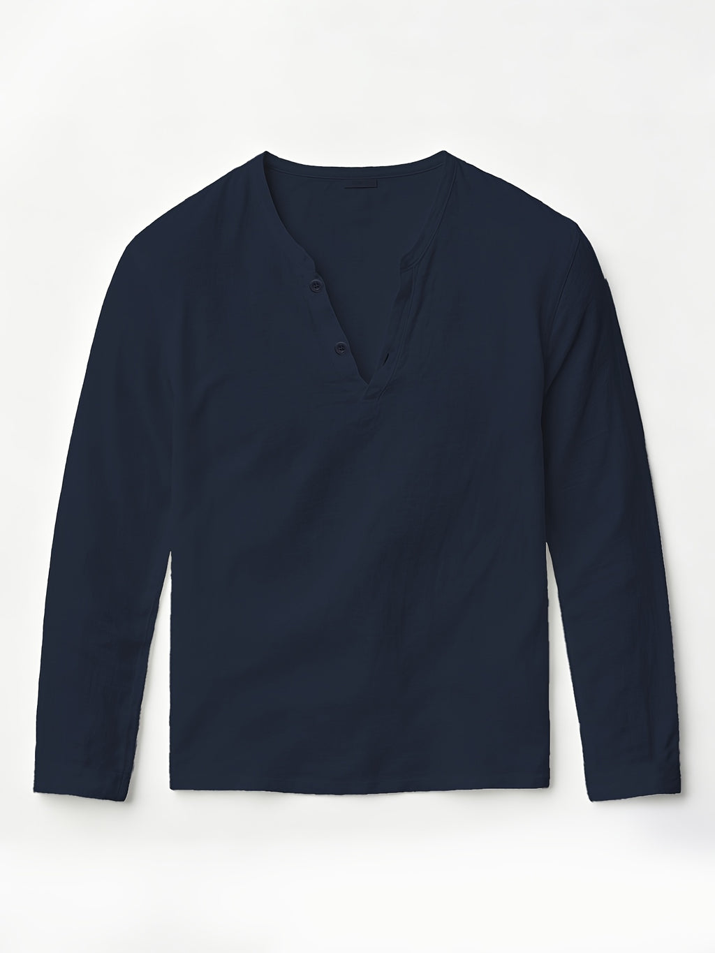 Men'S Linen Long-Sleeve 3pcs, Breathable Henley Neck Loose Fit T-Shirts for Spring And Autumn, Versatile for Business Casual, Commuting, And Lounging. (Box And Props for Display Solely) - White+Navy+Khaki