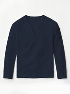 Men'S Linen Long-Sleeve 3pcs, Breathable Henley Neck Loose Fit T-Shirts for Spring And Autumn, Versatile for Business Casual, Commuting, And Lounging. (Box And Props for Display Solely) - White+Navy+Khaki