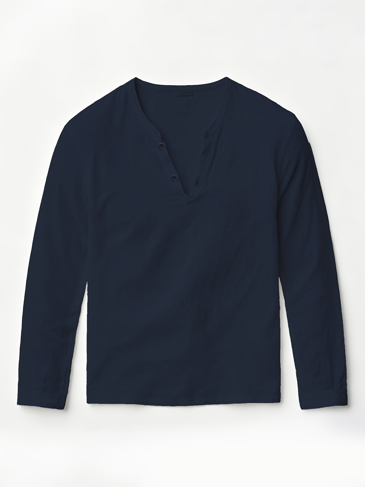 Men'S Linen Long-Sleeve 3pcs, Breathable Henley Neck Loose Fit T-Shirts for Spring And Autumn, Versatile for Business Casual, Commuting, And Lounging. (Box And Props for Display Solely) - White+Navy+Khaki