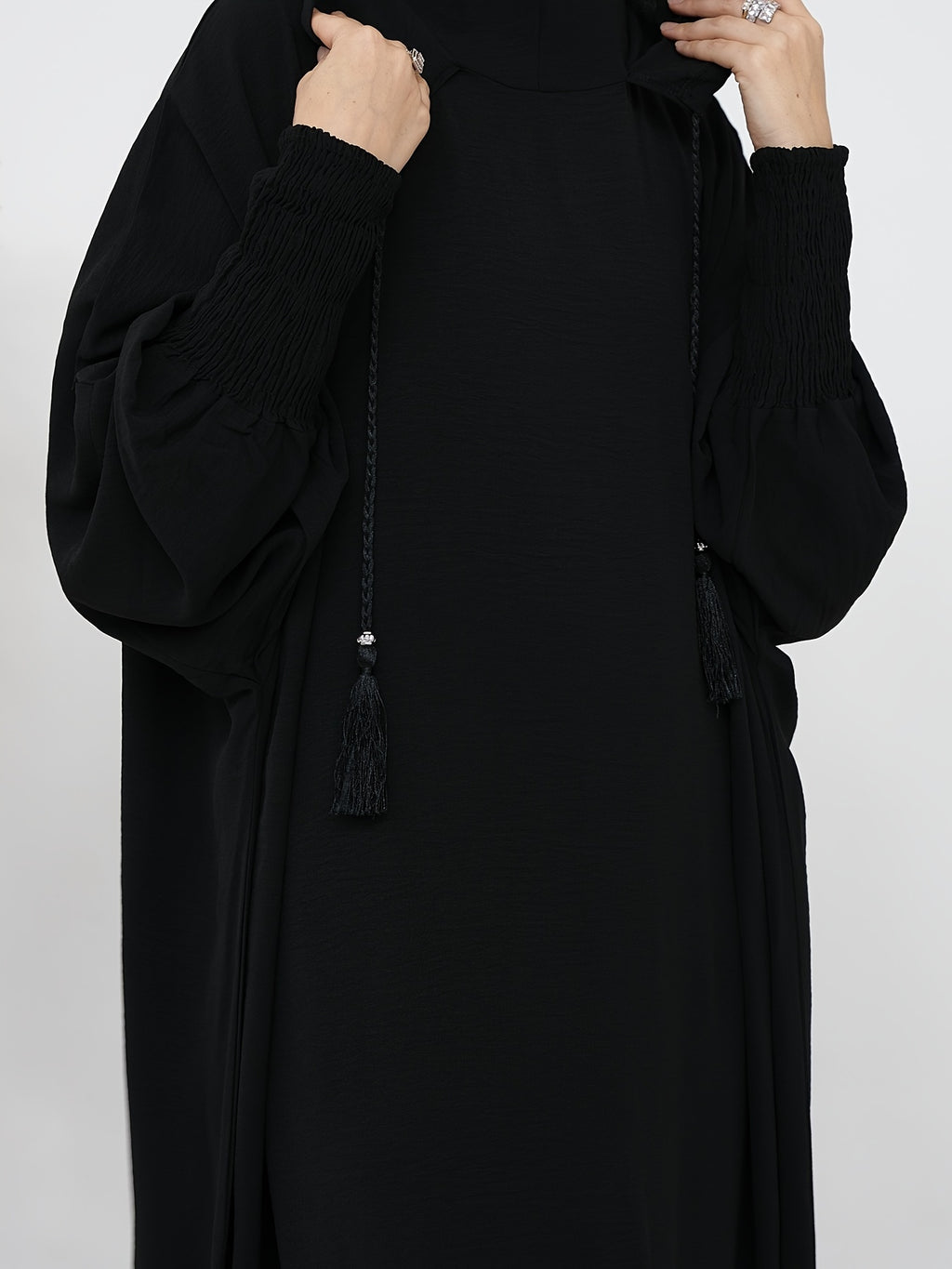Plus Size - Plus Size - 1pc Prayer Jilbab Outfit for Muslim Women, Stylish And Elegant, Features a Solid Color, Ideal for Everyday Wear, Festivals, Gatherings, And Outdoor Events. Women'S Islamic - Black