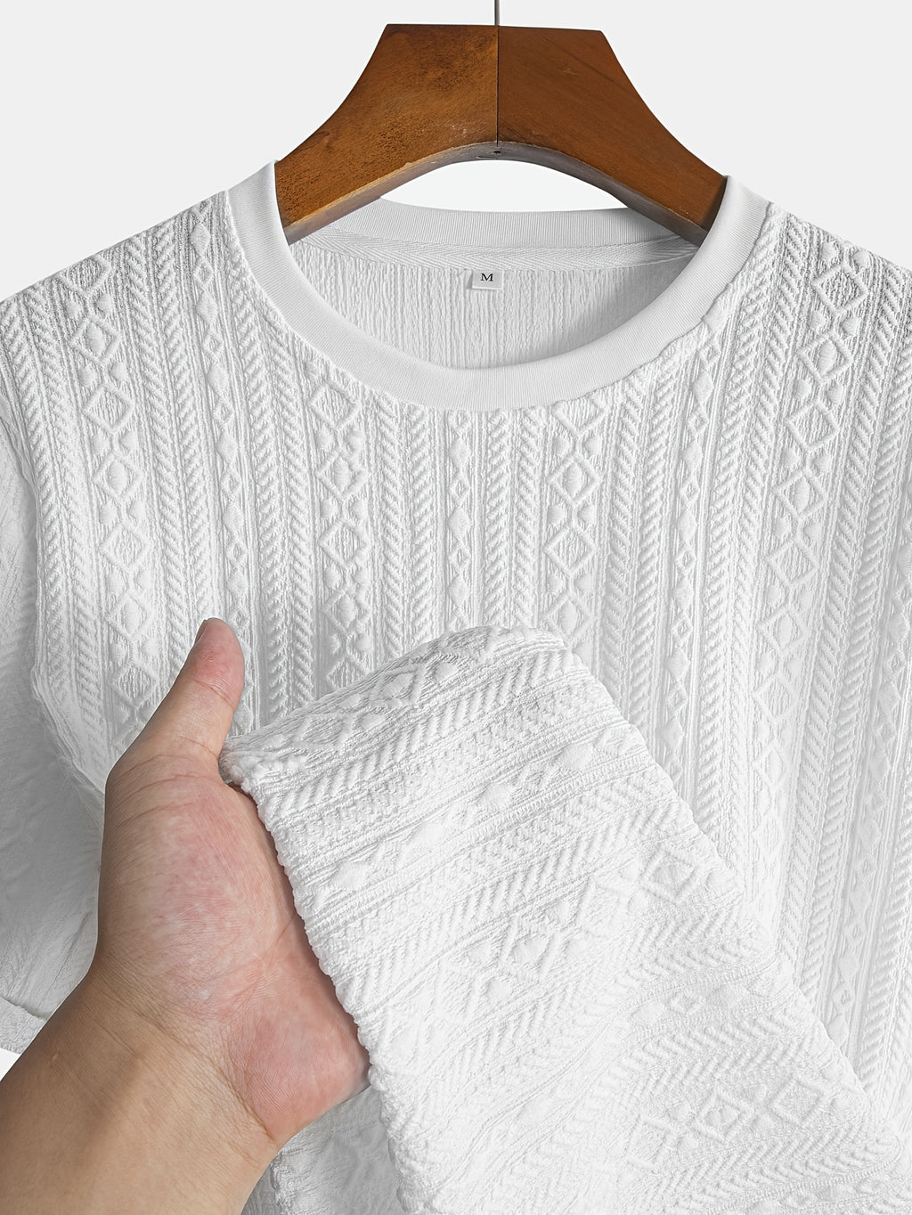 FAXH Men' Short Sleeve Crew Neck T-Shirt - Lightweight Breathable Knit Solid Color Base Suitable for Summer, Casual & -Casual Wear, Machine Washable Round Neck Basic Tee for Office, Semi-Formal Events, Everyday Layering - White