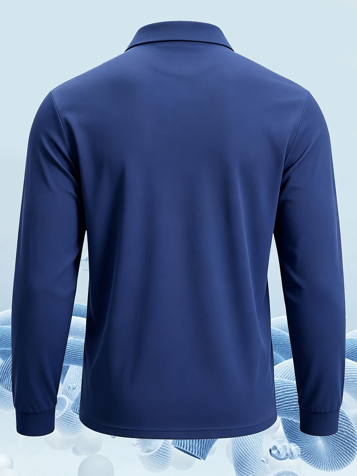 2pcs Men'S Long Sleeve Polo Shirt with Chest Pocket Design, Soft, Smooth, Wrinkle-Resistant And Casual Button Neck T-Shirt, Suitable for Spring And Autumn Wear, Lightweight Daily Commuting, Outdoor Sports, Business Basic Clothing - Navy Blue+White