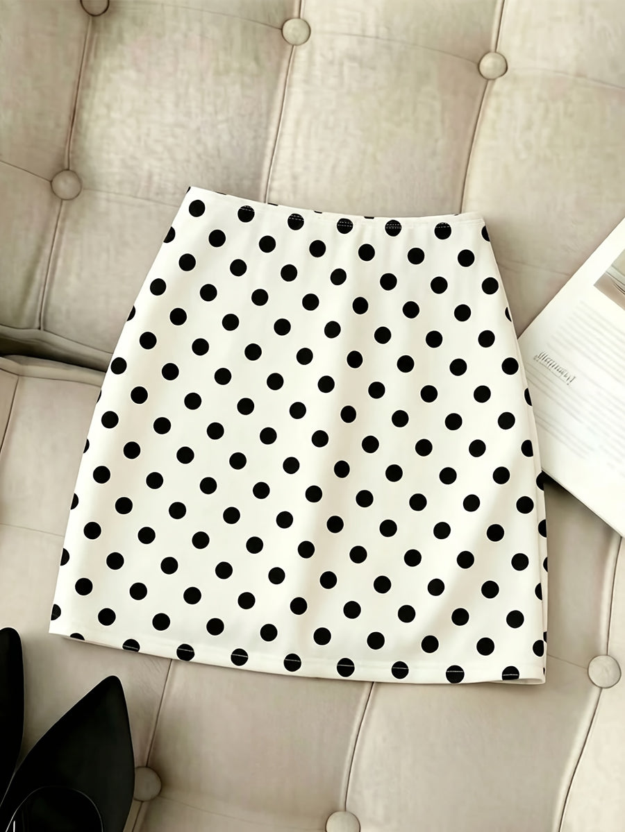 Summer Women'S Black Polka Dot Printed Ruffled Design Sexy Chic Birthday Gift Party Festive Music Festival Beach Vacation Dress Summer Skirt, Fashionable Unique Design Multi-Style Short Tight Skirt - White
