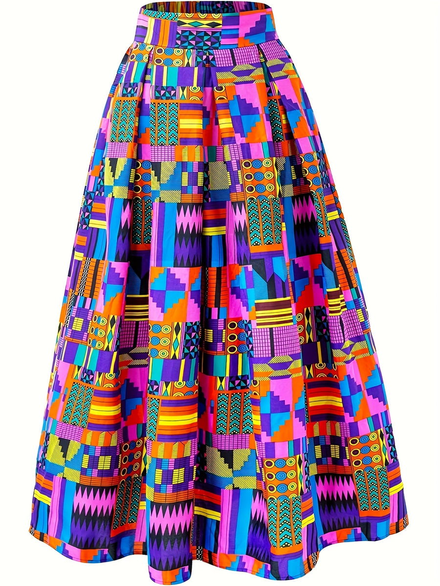 African Print Skirts Kente Wax Skirt Ankara Style Clothing - Purple