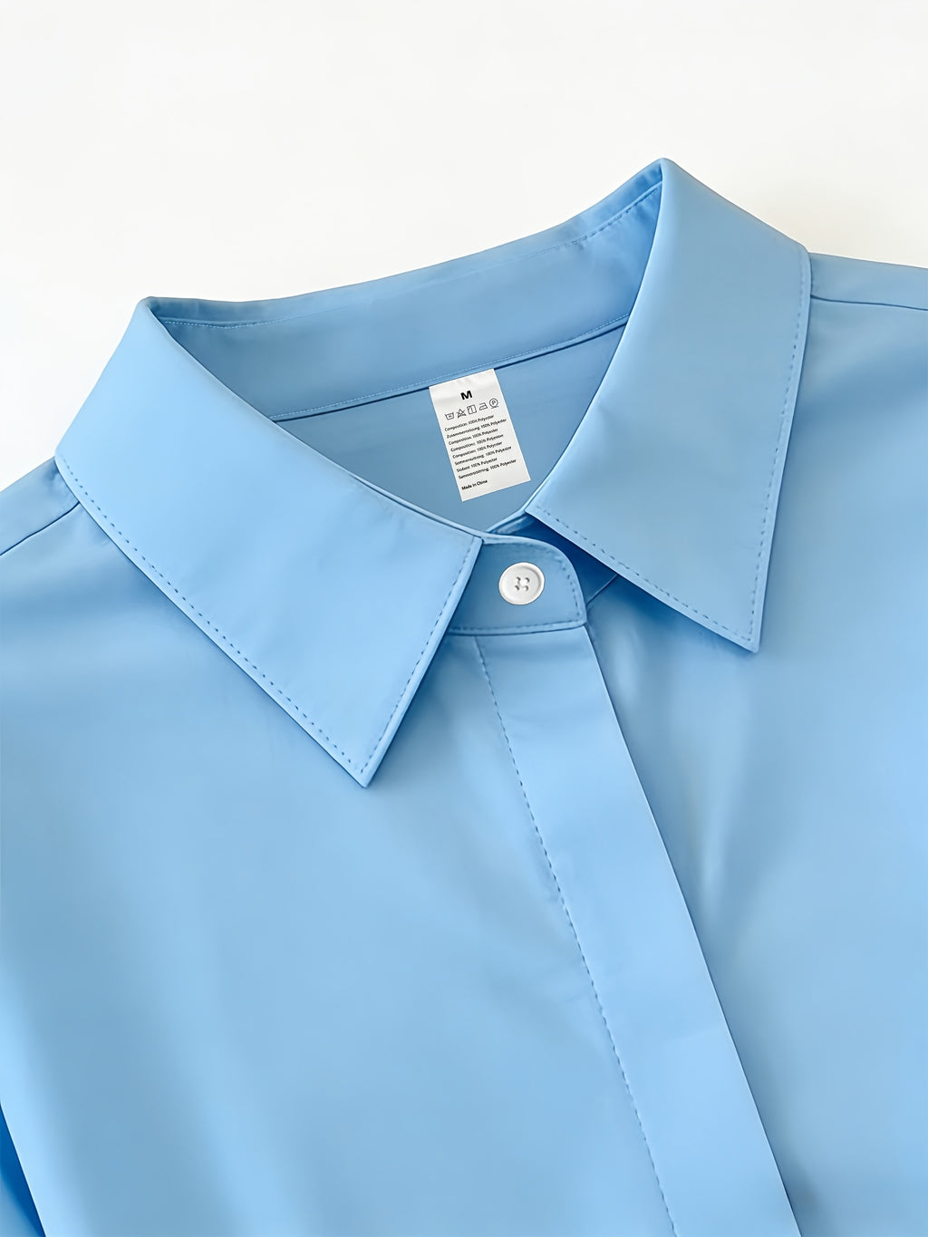 Gentle Girly Style Shirt with Pocket, Bow, Little Bear, and Rose Print, Long Sleeve Loose Fit Daily Commute Age-Reducing Cardigan Top - Sky Blue