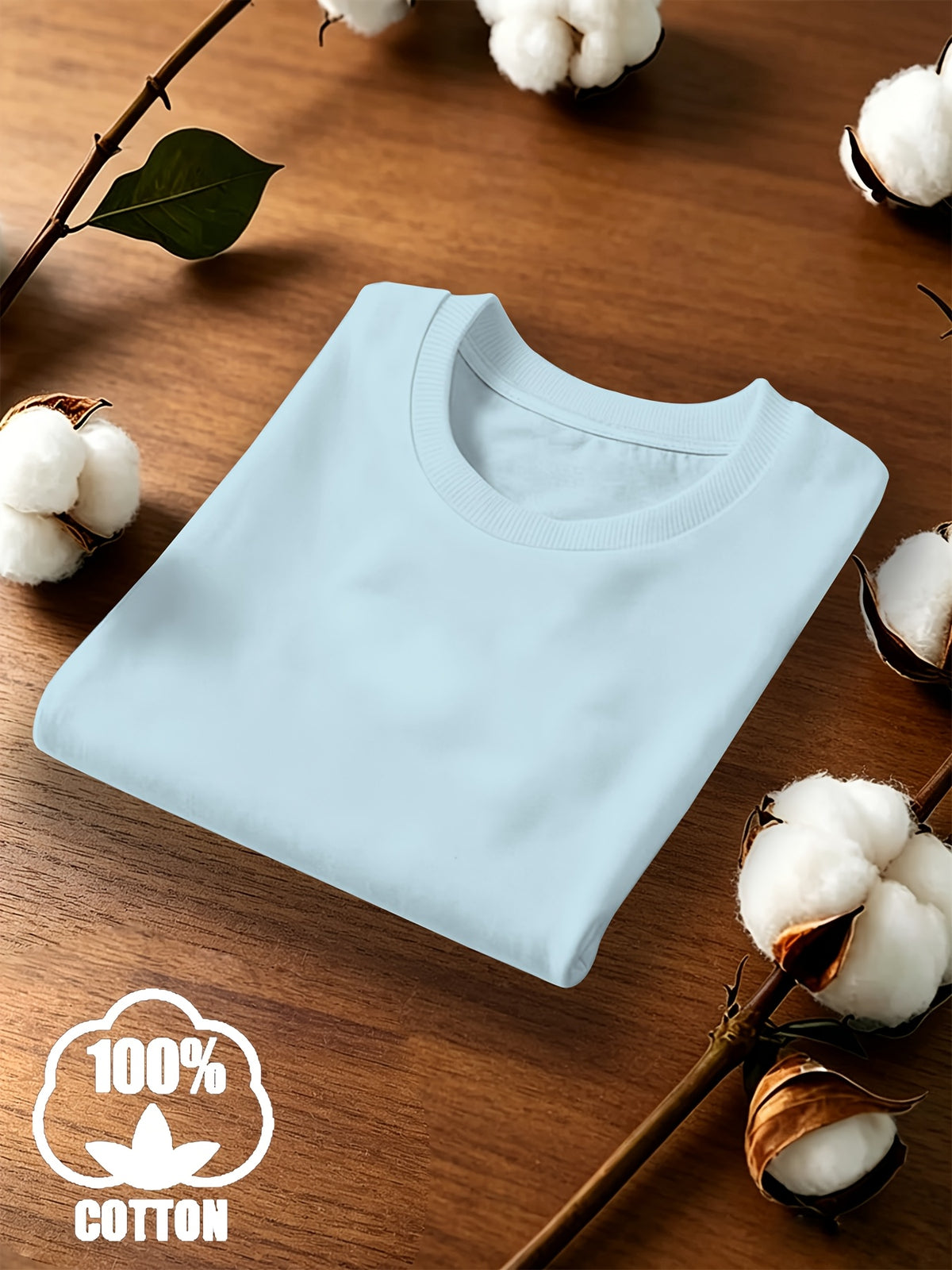 4pcs Set, Spring/Summer 4pcs Set, Solid Color Crew Neck Fashionable Simple Sweet Loose Short Sleeve T-Shirt, Summer/Spring Women's 4pcs Top Set - Light Blue*4