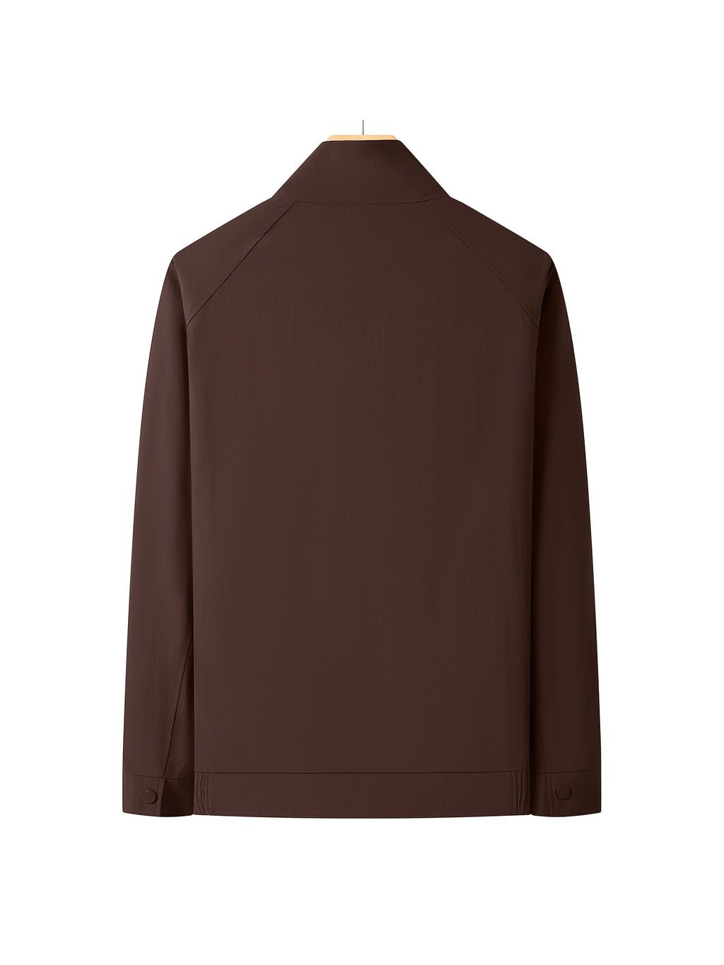 Men'S Stand-Up Collar Zip-Up Lightweight Business Jacket, Textured Wrinkled Fabric with Fine Check Breathable Full Lining, Zipper And Button Double-Breasted Casual Commuter Trench Coat, Curved Side Zip Pockets Slight Body-Shaping Top - Deep Red