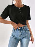 Women'S Fashion Short Sleeve T-Shirt - Black