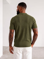 Men'S Easy Casual Short-Sleeve Knit Top, Made of Pure with Fine Mesh Texture, Skin-Friendly And Breathable, Relaxed Casual Style, Classic Versatile Design with Exquisite Details, Solid Color for a Warm And Easy Look - fern green