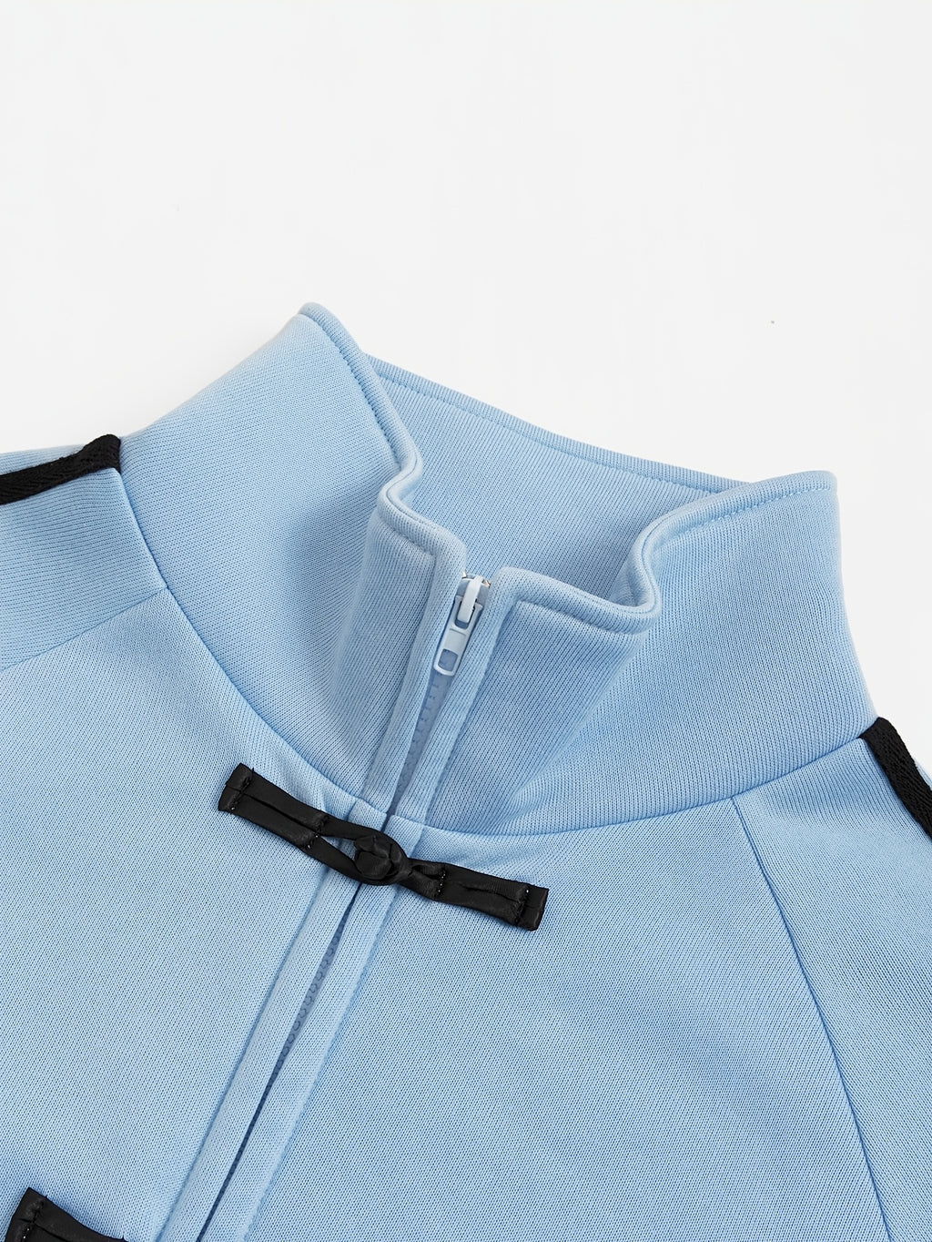 1pc Women'S And Men'S Jacket with Chinese Retro Stand Collar And Striped Patchwork Design - Front Zipper And Tie-Up Closure, Suitable for Parties, Daily Commute, And Casual Wear - Fashionable Retro Warm Outerwear, Light Board - Blue
