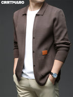 ZBZP Men's Autumn/Winter Knitted Sweater - Premium Warm Winter Cardigan, New Arrival Oversized Loose Fit Open Front Cardigan for Men - Coffee Color