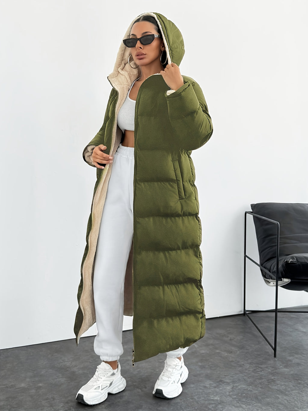 Fashionable and Elegant Thick Coat - Green