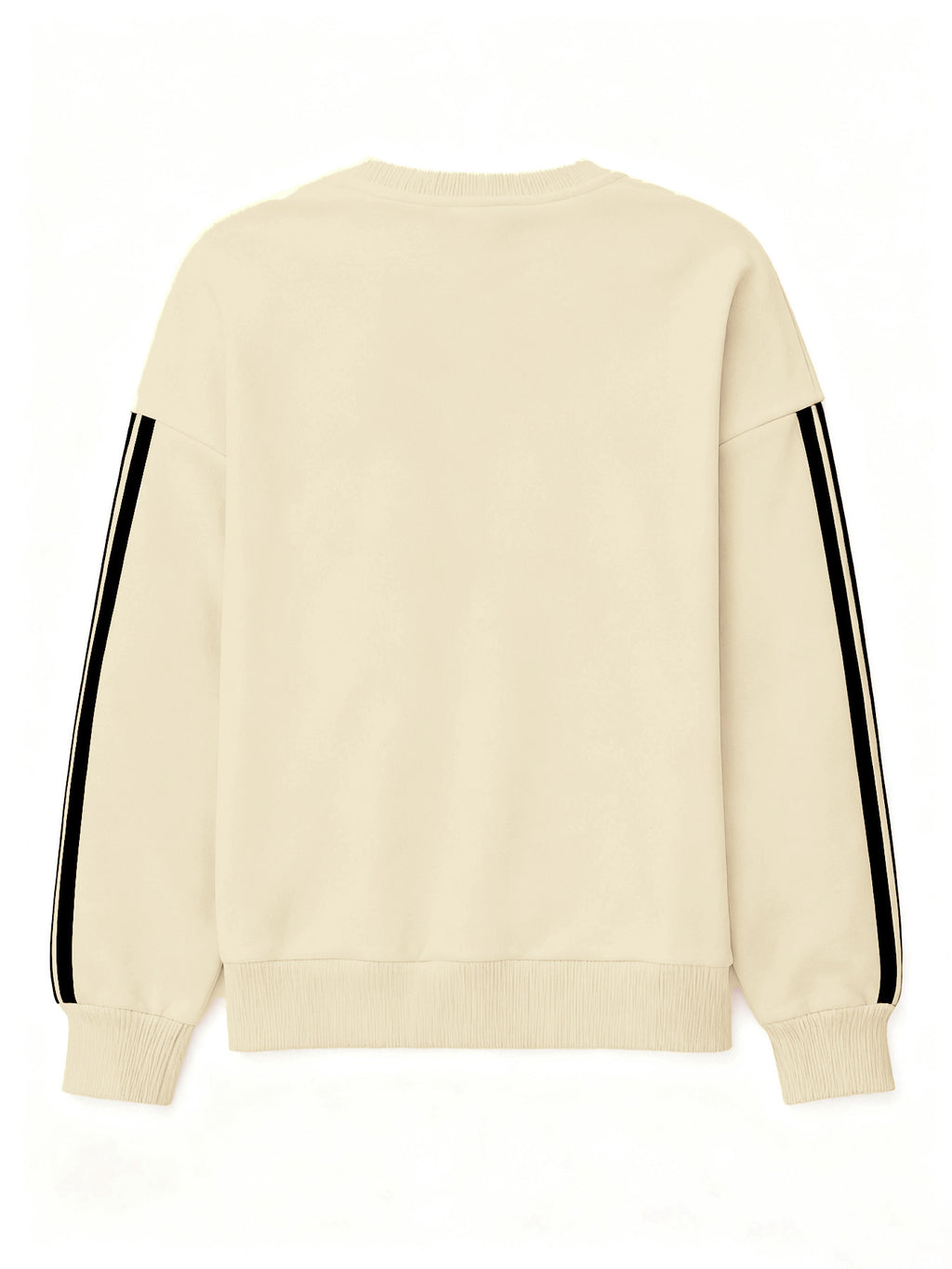Comfortable and Versatile Women's Clothing, Casual Long-Sleeve Crewneck Sweatshirt with Fun Printed Patterns and Double Stripes, for Women - Apricot