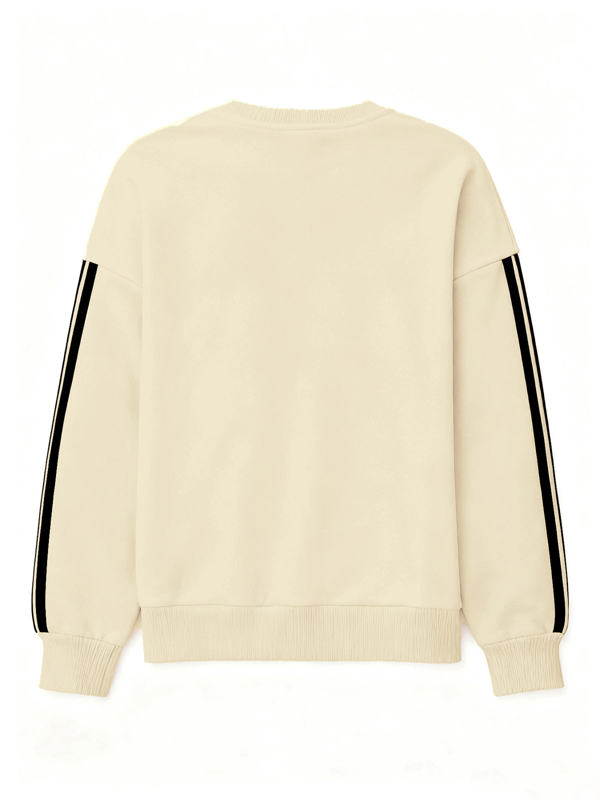 Comfortable and Versatile Women's Clothing, Casual Long-Sleeve Crewneck Sweatshirt with Fun Printed Patterns and Double Stripes, for Women - Apricot