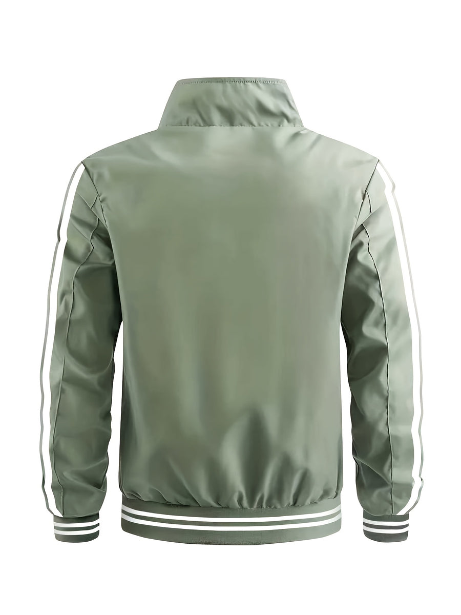 Men'S New Casual Sports Jacket, Outdoor Breathable Running Coat, Casual Zipper Stand-Up Collar Jacket Trench Coat, Suitable for Outdoor Hiking Fitness Activities, Multi-Color Available - Light Green