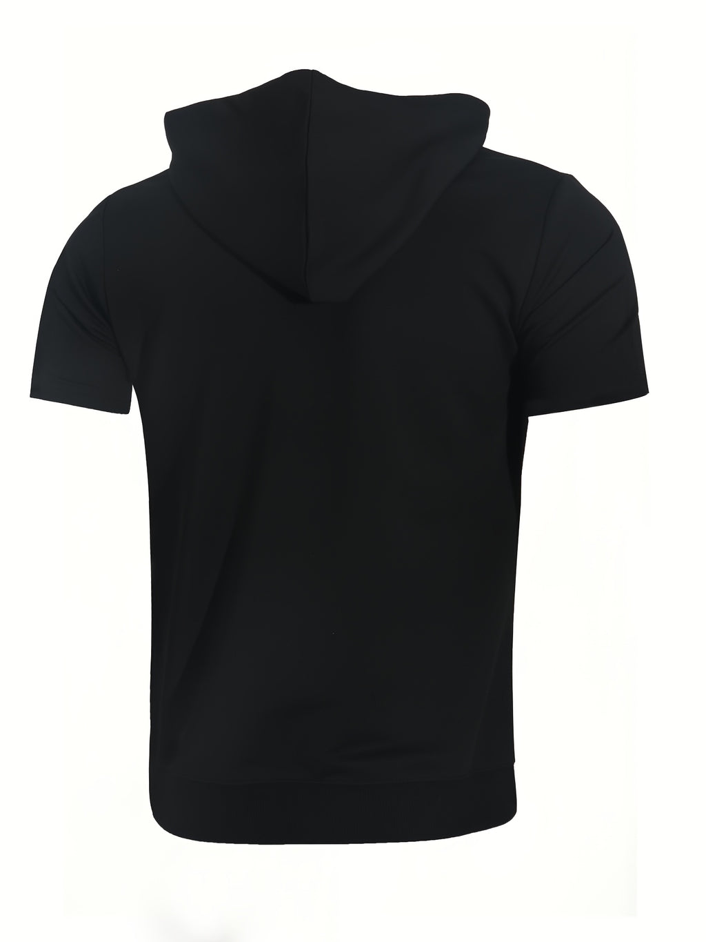 Summer American Fitness Hooded Fashion Short-Sleeve T-Shirt for Men and Women, Suitable for Outdoor Training, Running, and Casual Wear with Zipper - Black