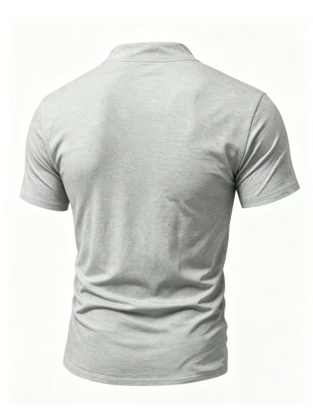 Men'S Henley Collar Cross-Strap Short Sleeve T-Shirt, Subtle Golden Stag Head Print, Delicate Skin-Friendly Fabric, Comfortable And Breathable Non-Tight Fit, Sophisticated Detail for Mature Style, Farewell to Dullness And Enhanced Premium Look - Light Grey