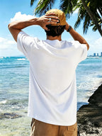 Men's New Pure Cotton Short Sleeve Round Neck T-Shirt, Comfortable, Soft, and Breathable, Perfect for Vacation, Leisure, and Daily Wear, a Summer Essential - White