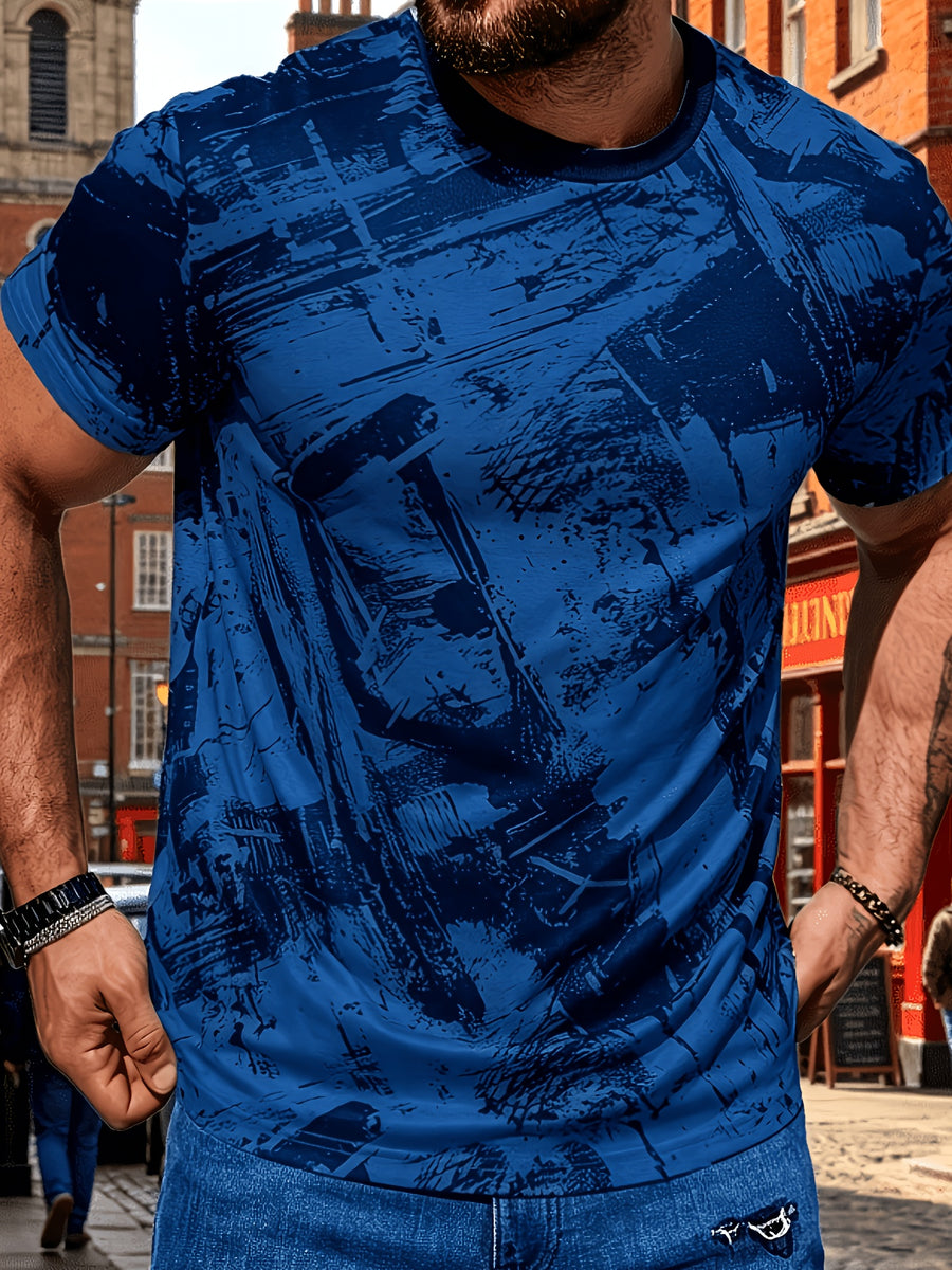 Men's Size-Coded Summer T-Shirts with Printed Design(Non-Textured), Ideal for Seaside Outdoor Sports Outfits - Style 12