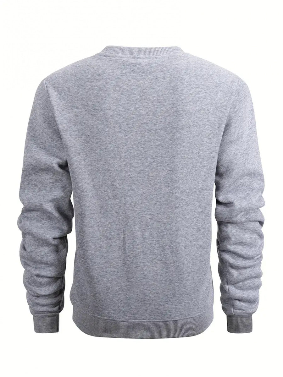 Vintage Japanese Art Style, Men'S Crewneck Sweatshirt, Classic Wave Triptych Print, Soft Fleece Lined Fabric, Casual Daily Wear Or Office Commute, Birthday Gift for Him Or Boyfriend - Light Grey