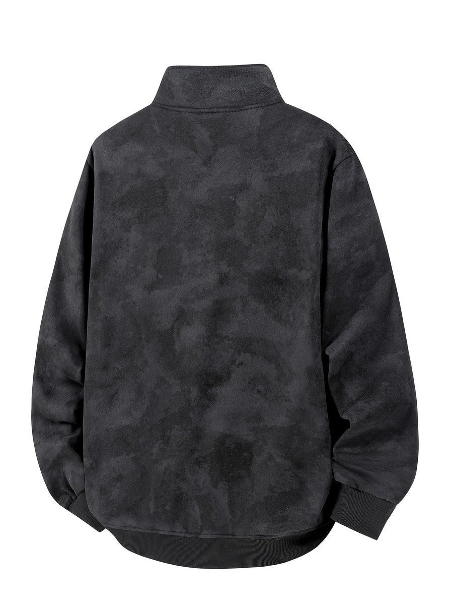 Men'S Colorblock Stand-Up Collar Sweatshirt - Soft And Warm Loose Jacket Style Pullover with Pocket Logo, Spring Autumn Casual Coat, Multi-Functional Casual Wear Apparel - Black