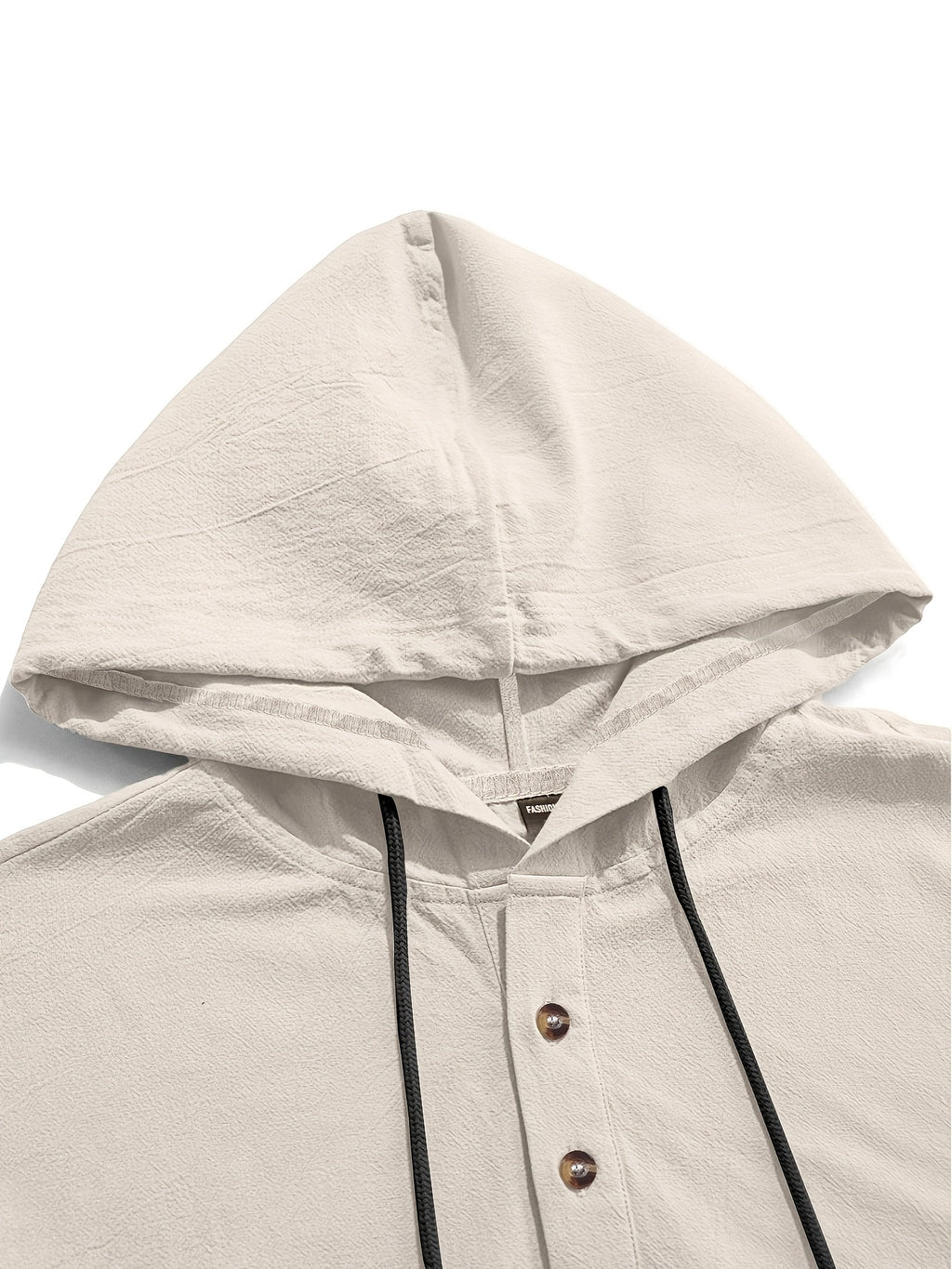2pcs Men'S Linen-Like Hooded Henley Long Sleeve Sweatshirt Set, Breathable Thin Solid Color Half-Open Placket Casual Pullover Henley Shirt, Soft Comfortable Textured Fabric Fresh And Non-Stuffy, Loose Slimming Versatile Fit - 2pcs【Apricot + Army Green】