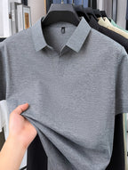 Men'S V-Neck Polo Shirt, Comfortable And Breathable Business Casual Collared Short Sleeve T-Shirt, Non-Stick to Skin When Sweaty, Maintaining Dry And Comfortable for Long Time Wear - Grey