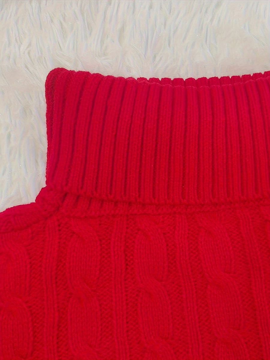 European and American Women's New Style Shawl, Loose-fitting, Fashionable, Unique Short Sweater Top - Red