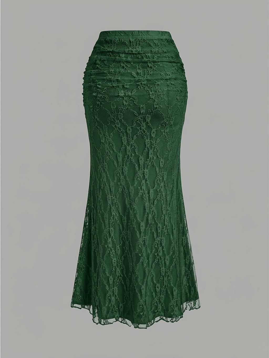 French-Style High-End Lace Mermaid Skirt for Women, Slim-Fit Commuter Daily Long Skirt - Green