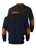 Christmas Men's Gift 2pcs Set: Men's Casual High-Turning-Head Ribbed Half-Zip Stand Collar Pullover - Color-Block Long Sleeve Pullover with Contrasting Color Design, Versatile for Daily Wear, Casual and Sporty Layering Style, Multiple Pieces - Black+Navy Blue