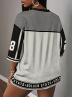 European and American Casual Women's Fashion Mesh V-Neck Printed Sports Top - Mixed colors