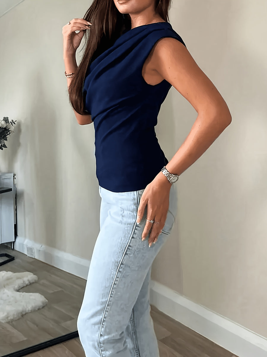 Elegant Casual Fashion Off-Shoulder Short Top Slim Sexy Women'S Blouse - Blue