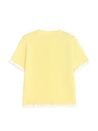 Women's Summer Button Ear Design Edge Design, Top, Elegant Casual Top Casual Short Sleeve, Suitable for Dating Daily Wear - Yellow
