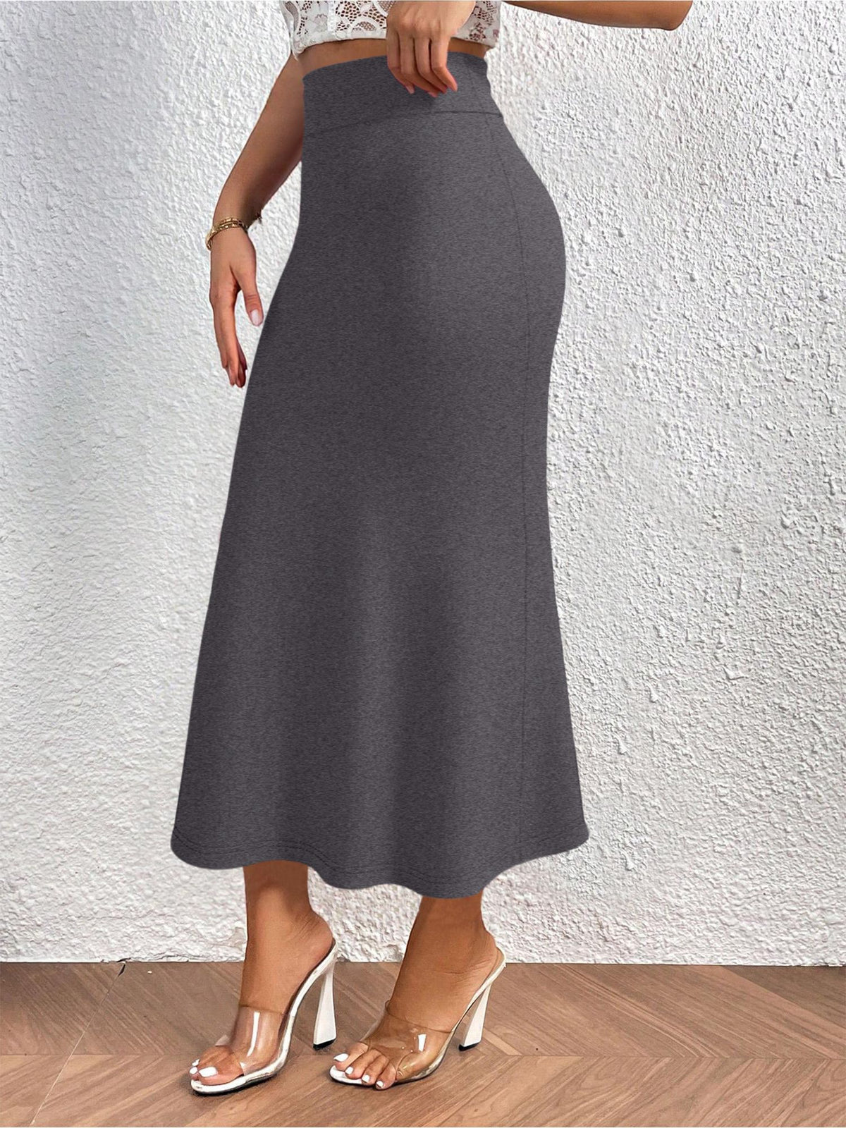 Directional Q6 Solid Color Summer Women's Skirt, Casual High-Waist Women's Dress, Fashionable Apparel, Autumn/Winter, Autumn/Winter Clothing, Casual and Elegant Women's Wear, Elegant Women's Dress, 1pc, Local Warehouse, Christmas, Women's Autumn - Grey