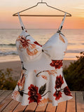 Elegant Women's Floral Print Strapless Backless Bodycon Top with Thin Straps, Versatile and Suitable for Vacation Wear - Mixed colors