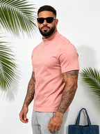 3pcs Fashionable Men's Cotton Sport Tops, Summer/Spring-Summer New Arrival, Skin-Friendly, Small Stand-Up Collar, Short Sleeve, Slim Fit, Casual, Men's Trendy, Versatile, and Simple Style - Mixed Color 2