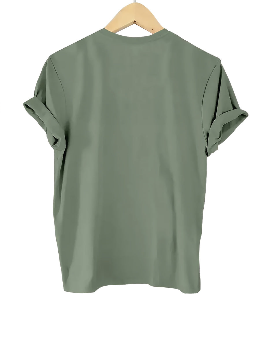 Spring/Summer Women's T-Shirt, Basic Short-Sleeve T-Shirt for Daily Wear - 1 - Gray Green
