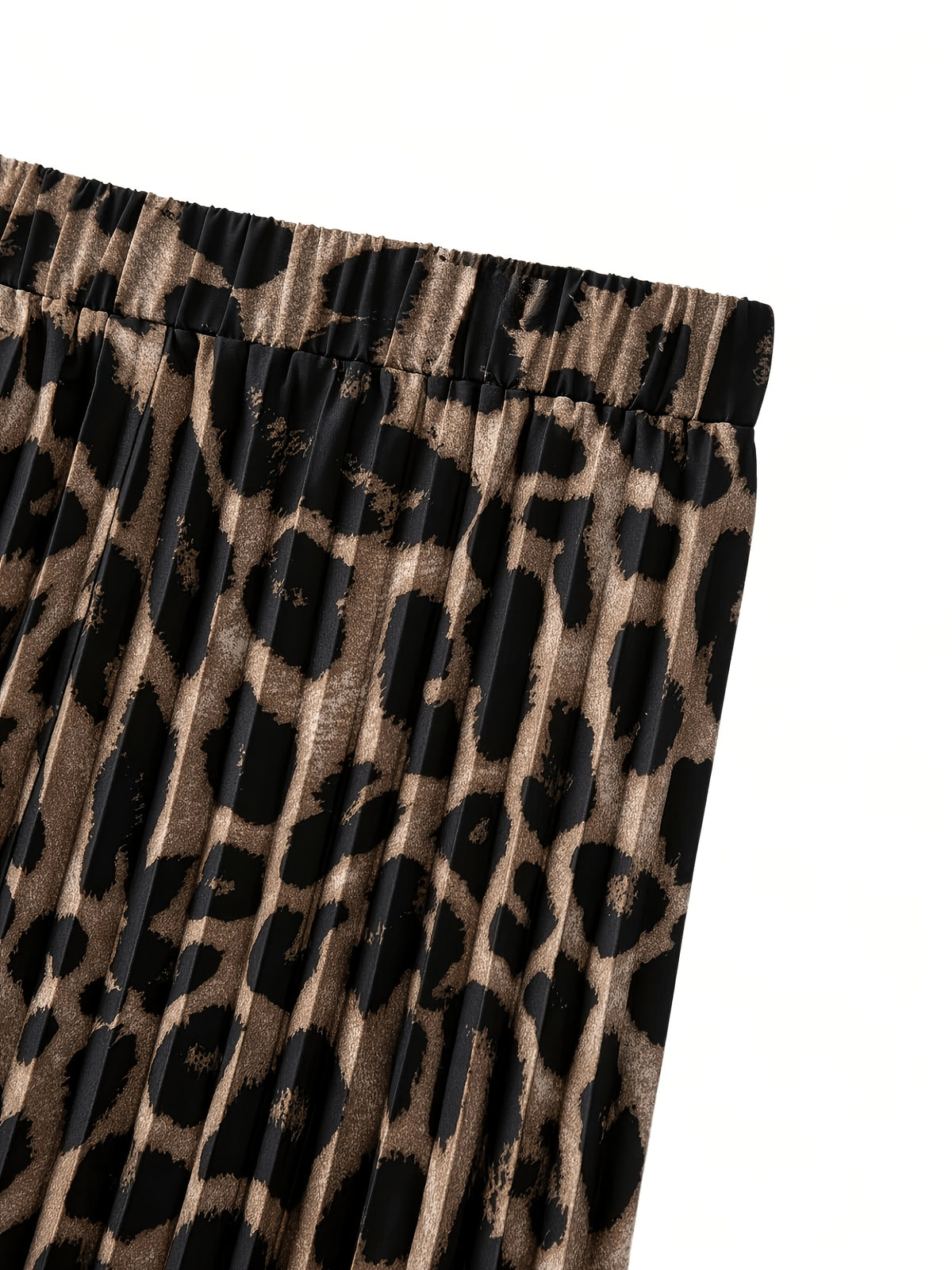 Women's Leopard Print Pleated A-Line Skirt with Elastic Waistband - Elastic Waistband Suitable for Spring, Summer, and Autumn, Machine Washable Non-sheer Skirt, Ideal for Both Casual and Formal Wear - Mixed colors