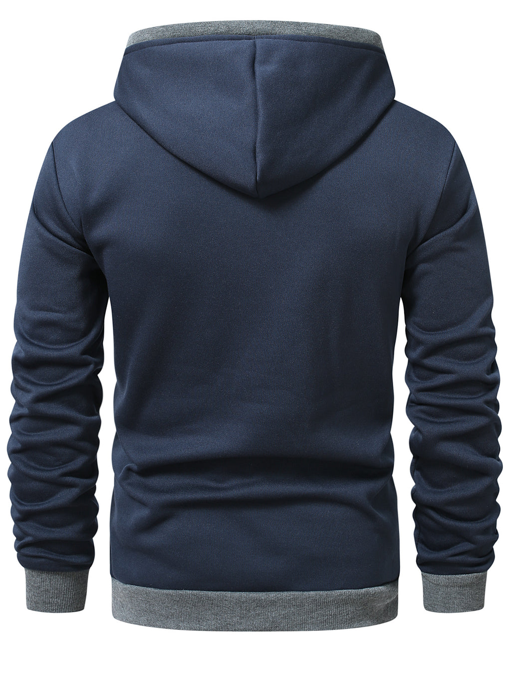 Men'S Color-Block Hooded Cardigan College Style Sweatshirt Casual Fashion Jacket Design Black Pattern Print Fleece Warm Autumn And Winter Long-Sleeved Top - Navy Color
